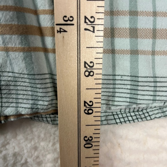 TOAD&CO Mens XL Plaid Short Sleeve Button Up Shirt Blue Tan Casual - Picture 5 of 9